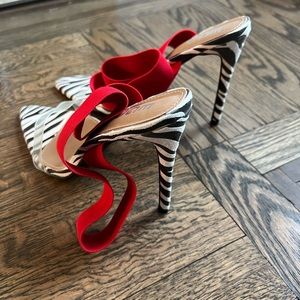 Ego uk Joma heel/Red zebra black slippers/heels